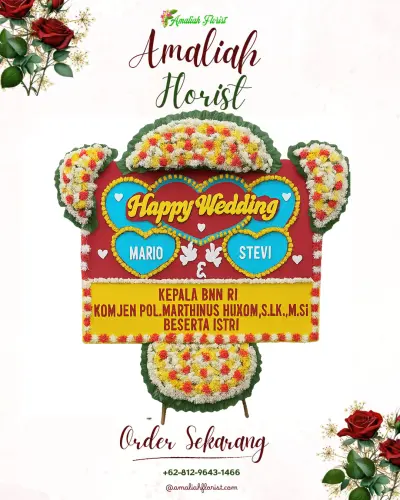 Karangan Papan Bunga Pernikahan di Bodeh
